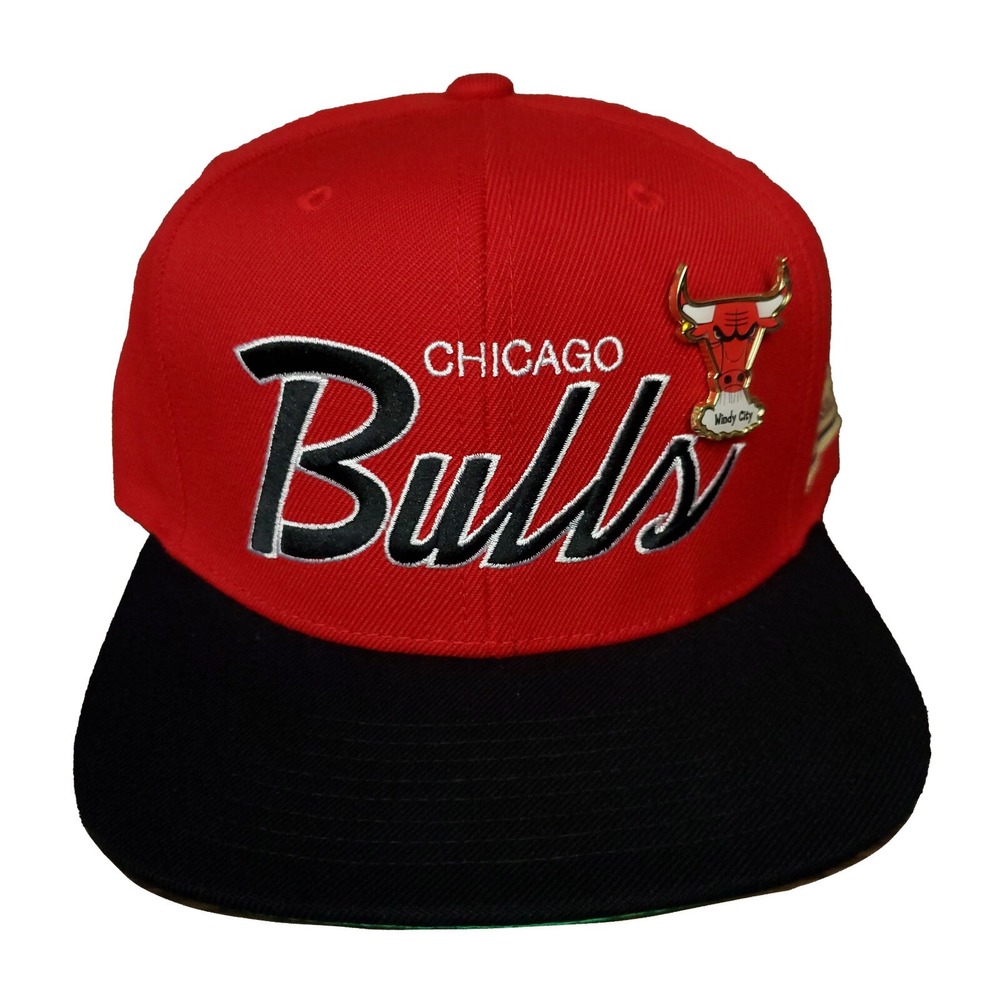 Chicago Bulls Mitchell & Ness‎ NBA Fitted 7 1/4 Flatbill Hat Cap Script Logo New